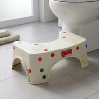 Plastic Toilet Stool Arched Underside Restroom Aid Red Ribbon