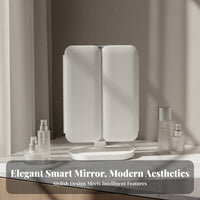 Lighted Shell-Shaped Case Foldable Lighted Vanity Box Adjustable Light Settings