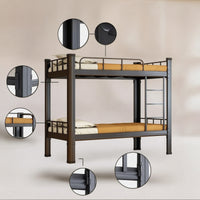 Bunk Bed with Mattress Heavy Duty Bunk Bed with Wooden Boards Space-Saving Furniture for Students, Adults, Dormitory, Hostel, Employee Quarters