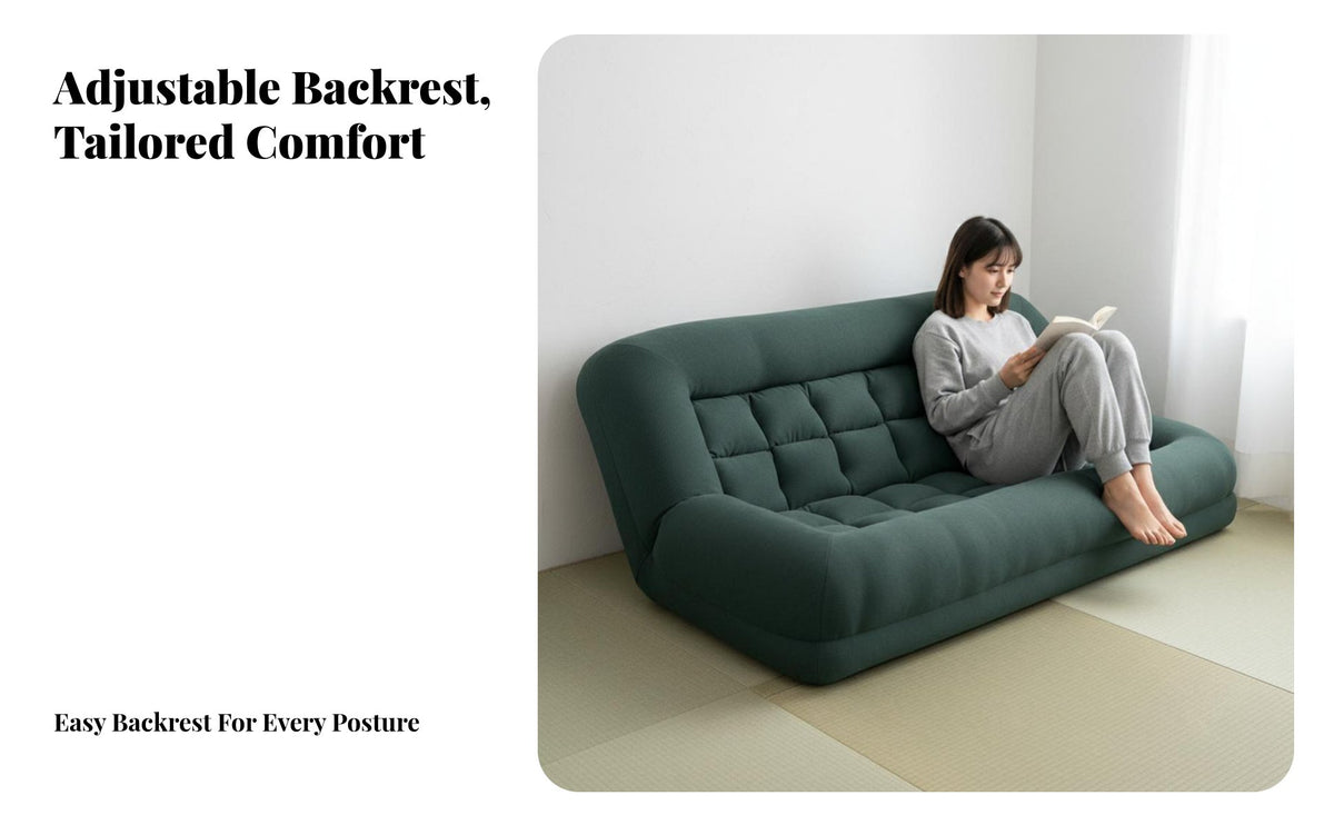 Multi-Functional Design Fold-out Mattress Lounger Double Seater Adjustable Tatami Lounger Easy to Clean Convertible Sofa Includes Pillows for Apartment Dwellers, Students, Young Adults, Small Areas, Lounging, Bedroom, Dorm Room