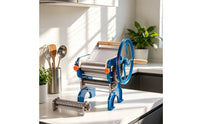 Hand Crank Noodle Machine Wooden Handle Noodle Roller Blue-Painted