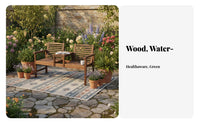 2 Pieces Slatted Bench Outdoor Seating Two-personand-jill Bench Carbonized Wood Stable Construction Convenient Central Table Suitable for Garden Lovers Balcony Courtyard Porch