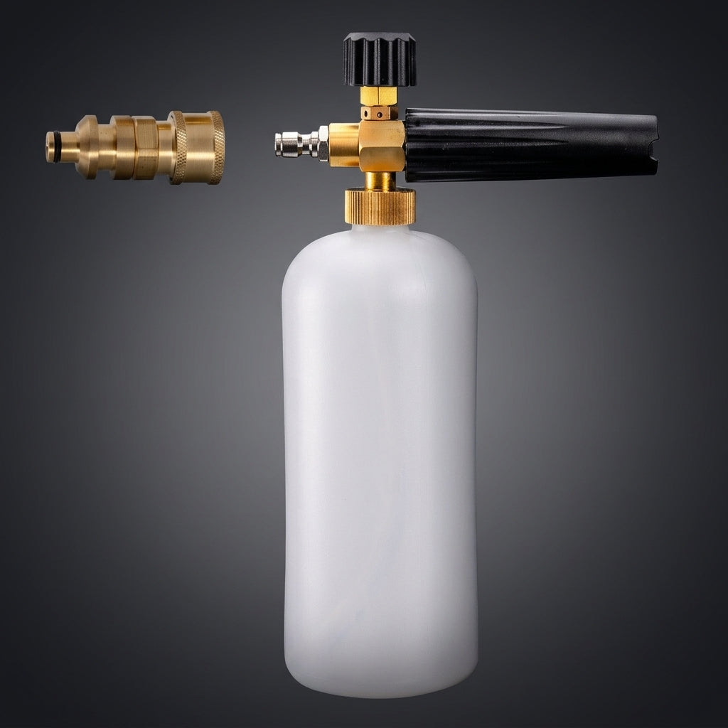Car Cleaning High Pressure Foam Sprayer with Copper Core, Car Wash Foam Lance and Dispenser Bottle, 10 Adapters for Pressure Washer, Aluminum