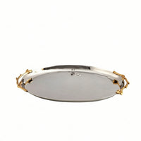Tabletop Decorative Tray with Branch Handles Hammered Decorative Serving Tray Polished Sculptural for Home Decorators, Hosts, Dining Table, Living Room, Entryway