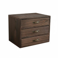 Wooden Desktop Organizer with Drawers Brass Handles Tabletop Storage Box Compact