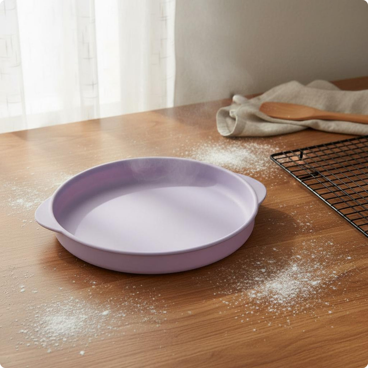 Round Silicone Cake Pan Side Handles Shallow Silicone Cake Pan Food-Grade