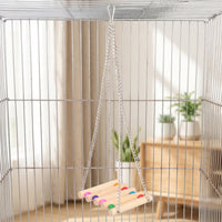 Bird Swing and Parrot Bridge for Cage, Wooden Bird Perch with Hanging Chain, Small Medium Budgie and Cockatiel Toys for Parrot Swing Climbing