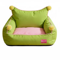 Scratch-Resistant Cat Sofa Bed All-Season Use Pom-Pom Pet Sofa Removable Cushion Cushioned Pet Nest High Backrest for Cats, Small Dogs
