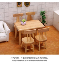 1:12 Scale Miniature Wooden Table and Chair Set for Dollhouse Kitchen