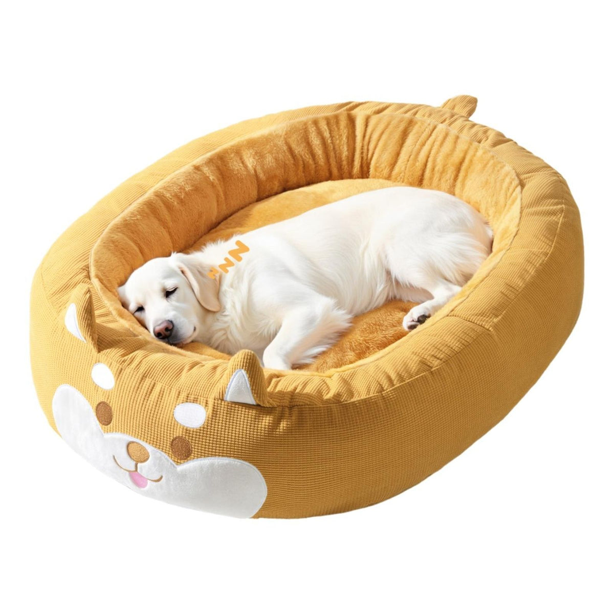 Plush dog bed with removable cover