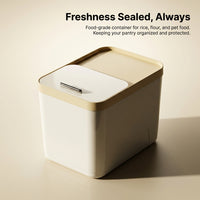 Airtight Rice Storage Container with Measuring Cup, Khaki Color Storage Bin, Easy Open Lid, Space Sa - Image 4