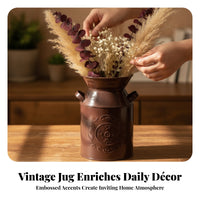 Farmhouse Milk Can Flower Container Rustic Milk Can Vase Distressed Vintage Flower Jug Decorative for Decorators, Florists, Tabletop Display