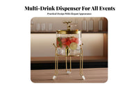 Glass Drink Dispenser with Tap and Gilded Metal Stand, Creative Design Glass Water and Iced Tea Gathering Dispenser, Large Capacity Beverage Server