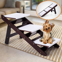 Foldable Wooden Pet Stairs 3-Step Non-Slip Dog Ladder for Bed Sofa Universal Pet Steps