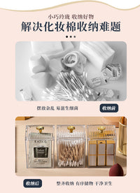 透明化妆棉收纳盒桌面梳妆台化妆盒家用防尘棉签粉扑盒杂物宿舍女