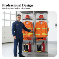 Firefighter Gear Rack Double-Sided Stainless Steel Turnout Gear Rack 360° Rotatable Fireman Uniform Storage Stand for Emergency Responders, Firehouse