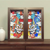 Lion Dance Paper-Cut Art Handmade Desktop Ornament Traditional Chinese Design