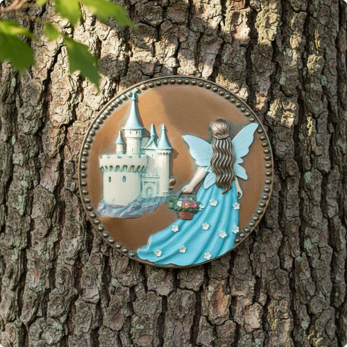 Fairy Castles Wall Plaque Decorative Artisanal Design Round Castles Hanging Decor 3D Relief Garden Fairy Wall Ornament for Living Room, Patio