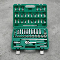 61 Pieces Socket Tool Kit with Carrying Case Automotive Drive Socket Set with Ratchet Professional Mechanics Tool Set for Garage, Roadside Maintenance