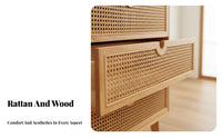 3-Drawer Rattan Chest of Drawers Japanese Design Home Furnishing Minimalist Aesthetic Long-Lasting Construction
