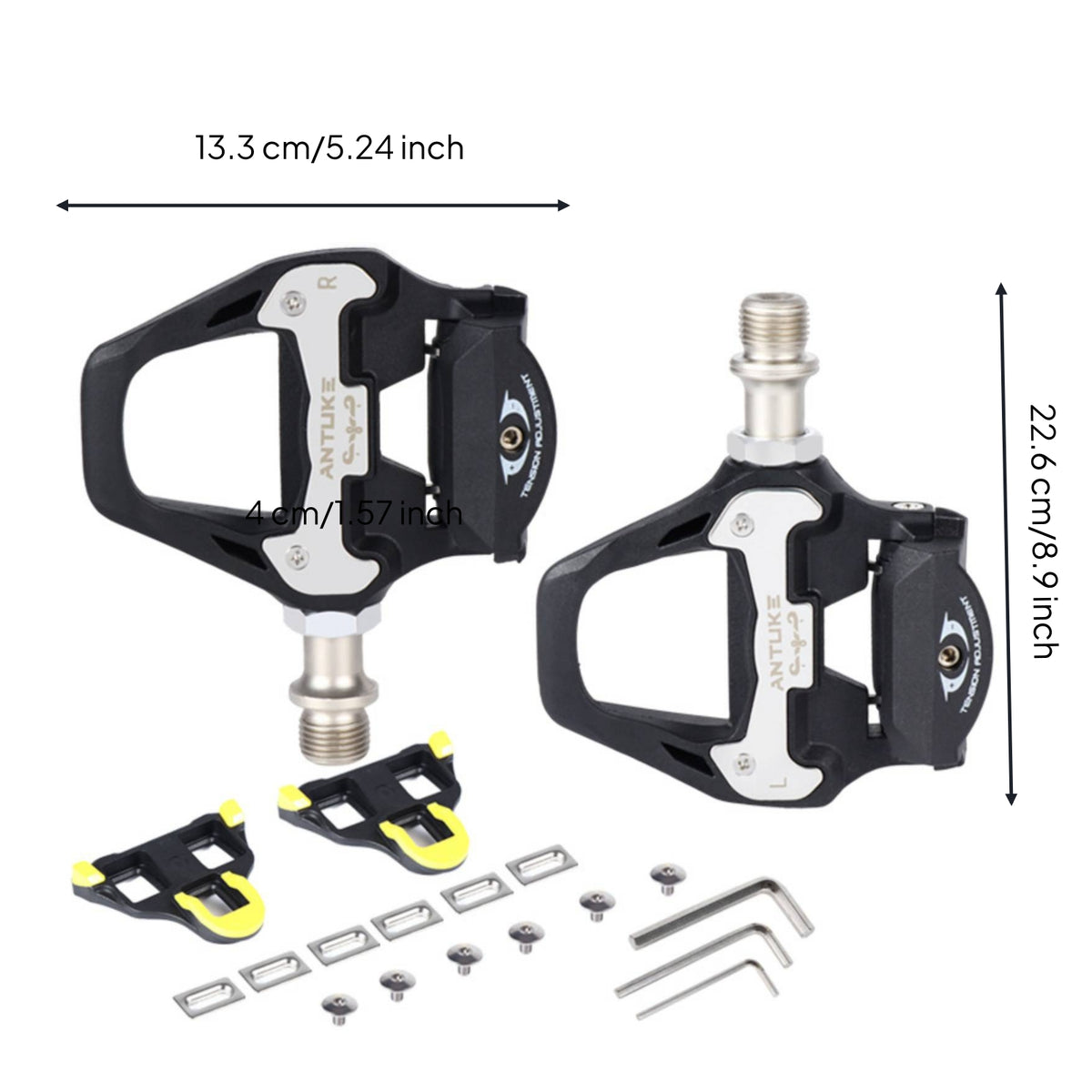 Road Pedals with Cleats Nylon Pedals with Cleats Lightweight Pedal Set for Cyclists, Outdoor Training