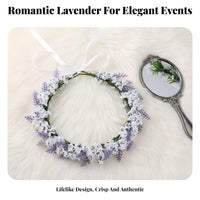 Lavender Flower Simulated Lilac Floral Headband, Beach Holiday, Photography Accessory, Unisex, Wholesale