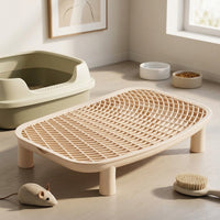 Cat Litter Trapper Double Layer Sifting Tray, Removable PP Material Box Step with Raised Legs, Portable Catcher for Adult Pet Open Top Toilet