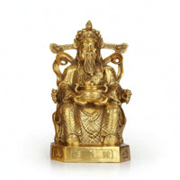 Wealth Gold Statue Brass-Toned Gold of Prosperity Statue Polished Figurine with Base Ingot Ornament for Believers, Entryway