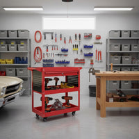 Thickened Steel Plate 3-Tier Tool Cart High Load Capacity 3 Tier Rolling Tool Cart Multi-Functional Workshop Equipment for Mechanics, Technicians, DIY Enthusiasts, Garage, Art Studio
