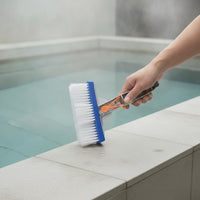 Dense Bristles Pool Cleaning Brush with Metal Handle Rectangular Handheld Pool Brush Curved Heavy-Duty