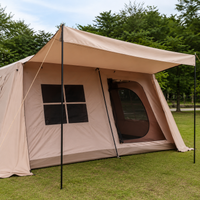 Tunnel Camping Tent, 4 Season Family Tent 3000mm Waterproof, 420x300x200cm with Extended Awning, Gold and Silver Tape