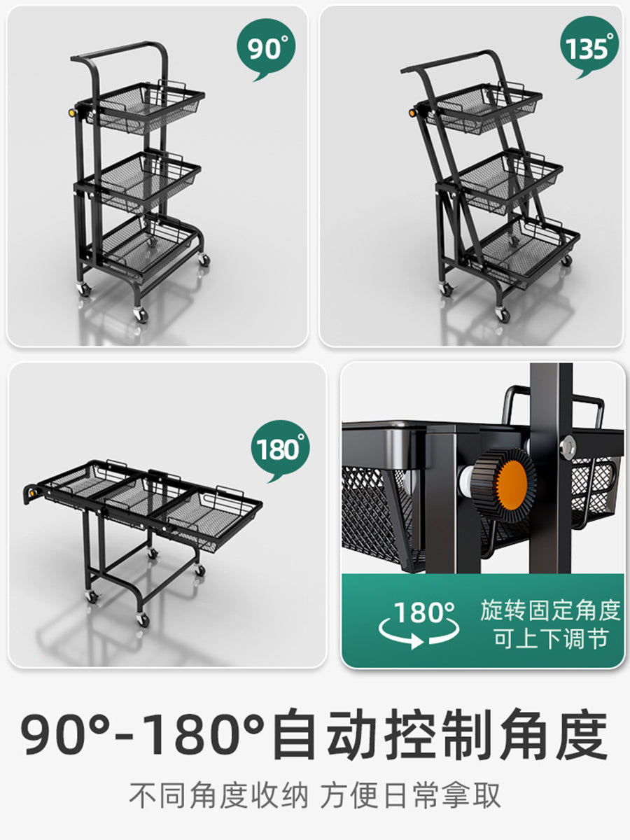 小推车置物架可移动折叠落地多层零食厨房花架多肉平行展示收纳架