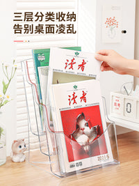 亚克力书架桌面透明绘本杂志收纳架床头柜阅读架桌上展示家用书本