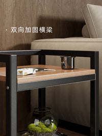 麻将桌棋牌室茶几沙发边几方几小桌子茶水柜茶楼专用架子移动边桌 【烟缸款+带轮】小边几/双烟缸-黑木色