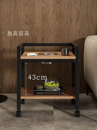 麻将桌棋牌室茶几沙发边几方几小桌子茶水柜茶楼专用架子移动边桌 【烟缸款+带轮】小边几/双烟缸-黑木色