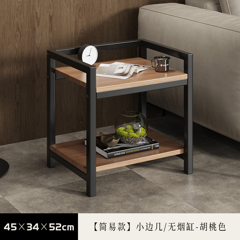 麻将桌棋牌室茶几沙发边几方几小桌子茶水柜茶楼专用架子移动边桌 【烟缸款+带轮】小边几/双烟缸-黑木色