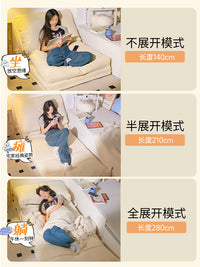 懒人沙发可躺可睡榻榻米卧室单双人折叠两用沙发床休闲阳台靠背椅 【单人位60*260CM】粉色-柔软灯芯绒