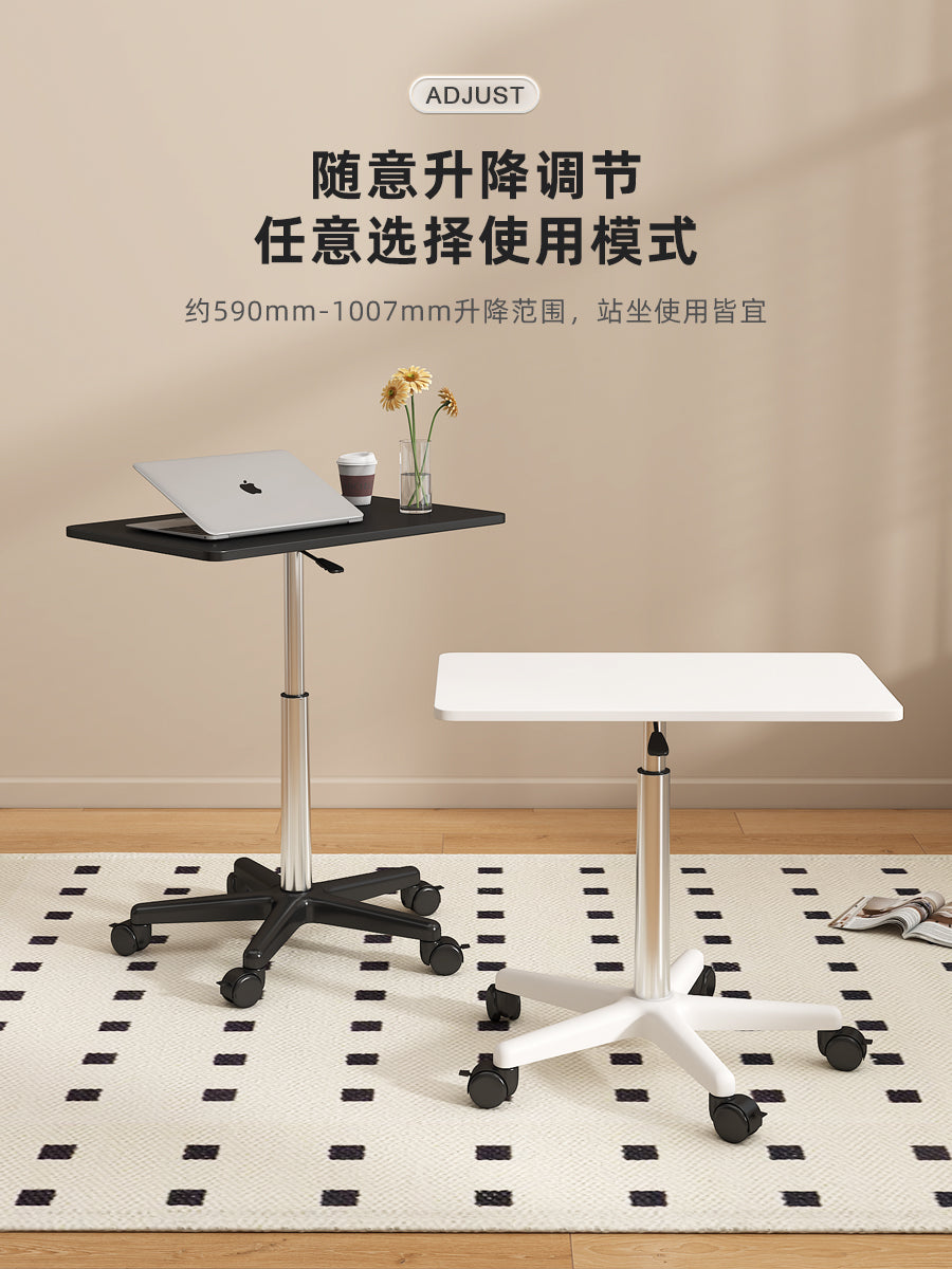 床边桌可移动升降家用卧室简易床头小桌子网红沙发边几办公带轮子 经典黑 59-80高 五星静音滑轮【移动办公√高 五星静音滑轮度可调】+稳固不晃
