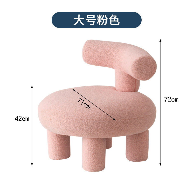 香港包邮奶油风羊羔绒单人小沙发可拆洗儿童卡通网红矮凳卧室客厅 白色大号【可拆洗】