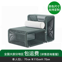 户外藤编沙发拼接模块化藤制椅花园庭院阳台室内装饰创意组合家具 边几