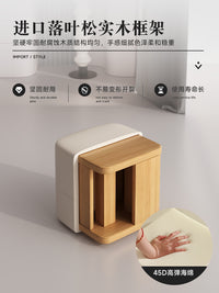 三梦小凳子家用矮凳子方坐墩猫爪皮凳简约换鞋凳客厅沙发脚踏板凳 枫叶橙【升级纤维布 橡胶底脚】