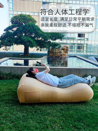 LAZYBABY自动充气懒人沙发单人网红款创意阳台休闲懒人躺椅午休床 自动充气沙发+财源滚滚（黑色）沙发套