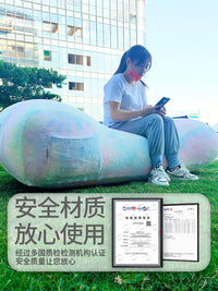 LAZYBABY自动充气懒人沙发单人网红款创意阳台休闲懒人躺椅午休床 自动充气沙发+财源滚滚（黑色）沙发套
