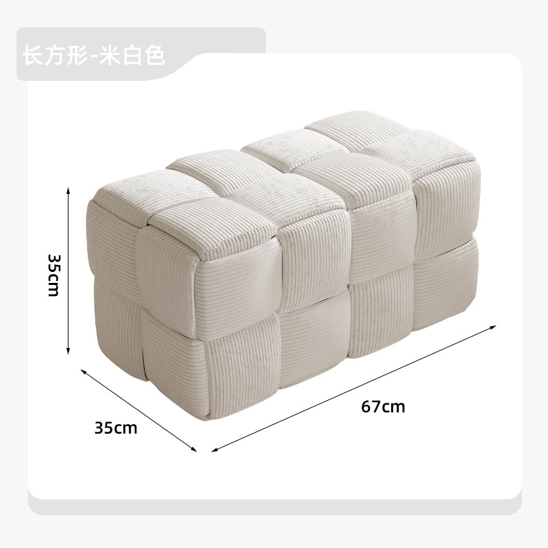 北欧换鞋凳家用门口穿鞋凳入户门口玄关坐垫长条沙发凳子床尾矮凳 【大号】长方形-米白色