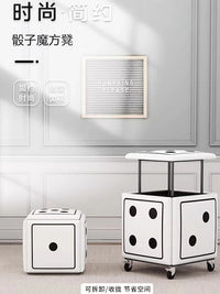五合一凳子骰子网红魔方家用沙发凳组合换鞋凳茶几现代简约创意 大号-【骰子皮革垫】