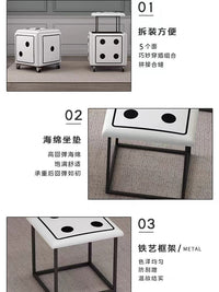 五合一凳子骰子网红魔方家用沙发凳组合换鞋凳茶几现代简约创意 大号-【骰子皮革垫】