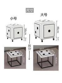 五合一凳子骰子网红魔方家用沙发凳组合换鞋凳茶几现代简约创意 大号-【骰子皮革垫】
