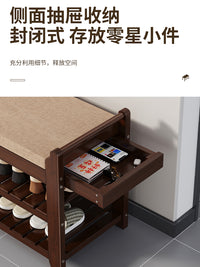 入户换鞋凳门口家用可坐可收纳鞋柜一体穿鞋凳进门凳衣帽间沙发凳 80款带雨伞盒换鞋凳【原色】