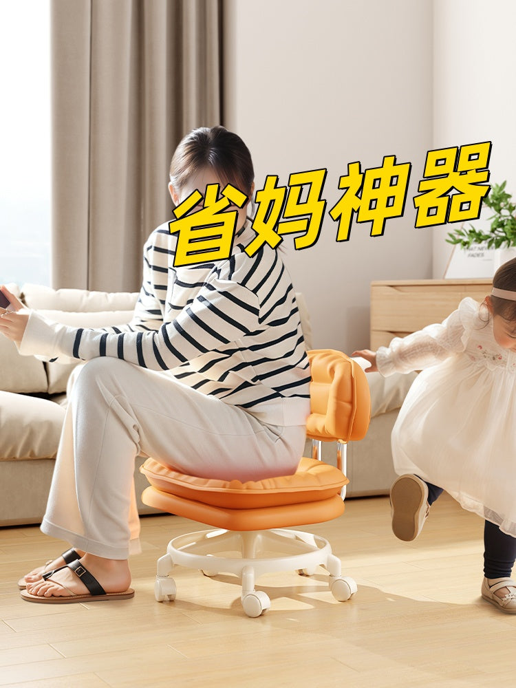 换轮凳客厅静音万向轮矮凳家用茶几小沙发凳子加厚可移动带靠背凳
