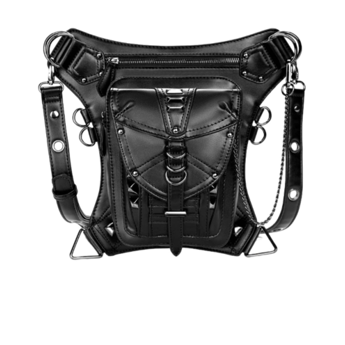 Steampunk Waist Pack Adjustable Steampunk Bag Hands Bag with Harness for Wanderers, Bikers, Streetwear, Festivals, Motorcycle Riding